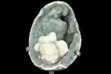 Prasiolite (Green Quartz) Geode With Calcite - Uruguay #107710-1